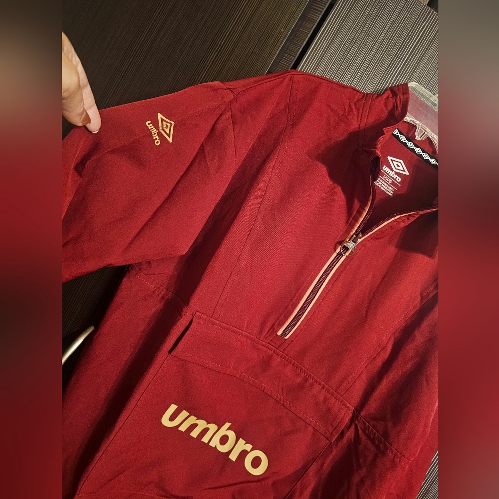 Umbro Boy's Maroon Windbreaker with Gold Accents